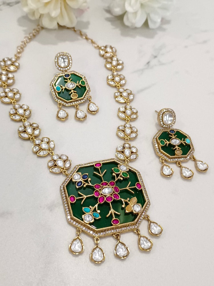 GREEN ABHITHI JEWELLERY SET