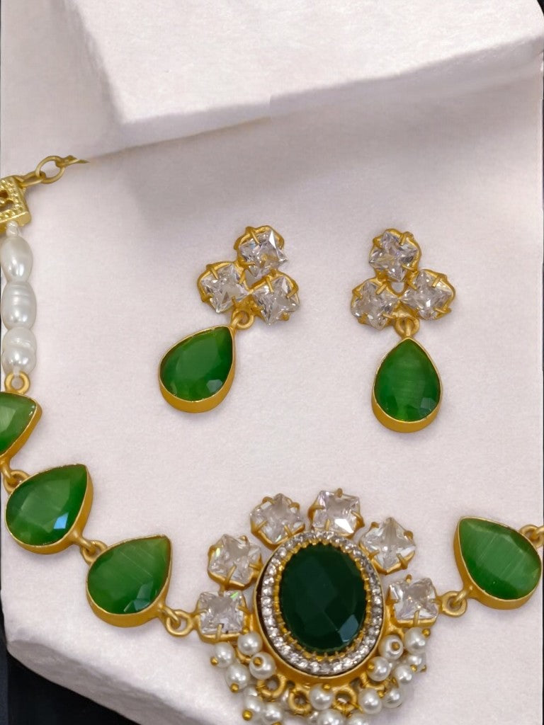 GREEN RITIKA JEWELLERY SET