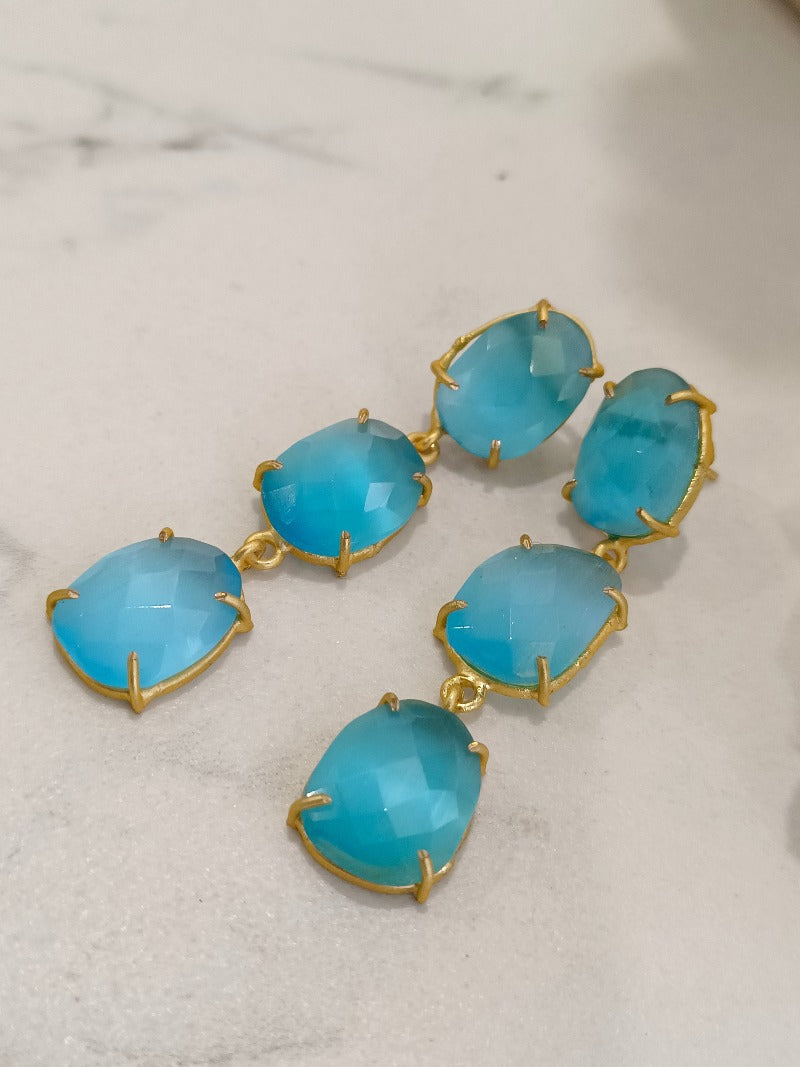 SEA BLUE KARISHMA SEMI PRECIOUS EARRINGS