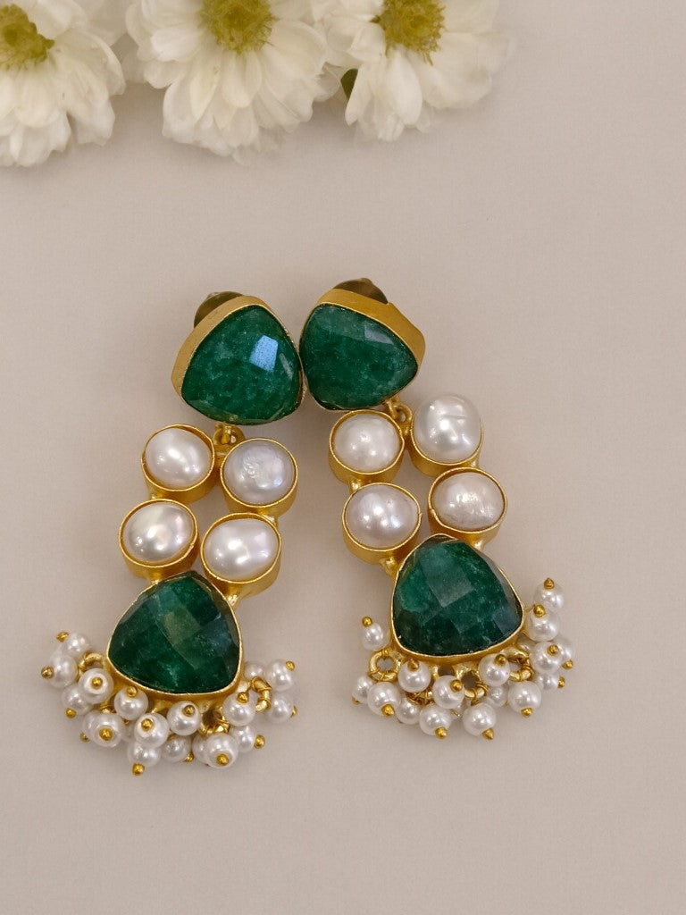 GREEN ARCHANA SEMI PRECIOUS EARRINGS