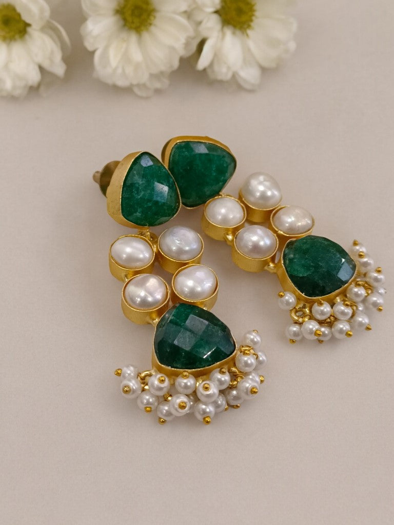 GREEN ARCHANA SEMI PRECIOUS EARRINGS