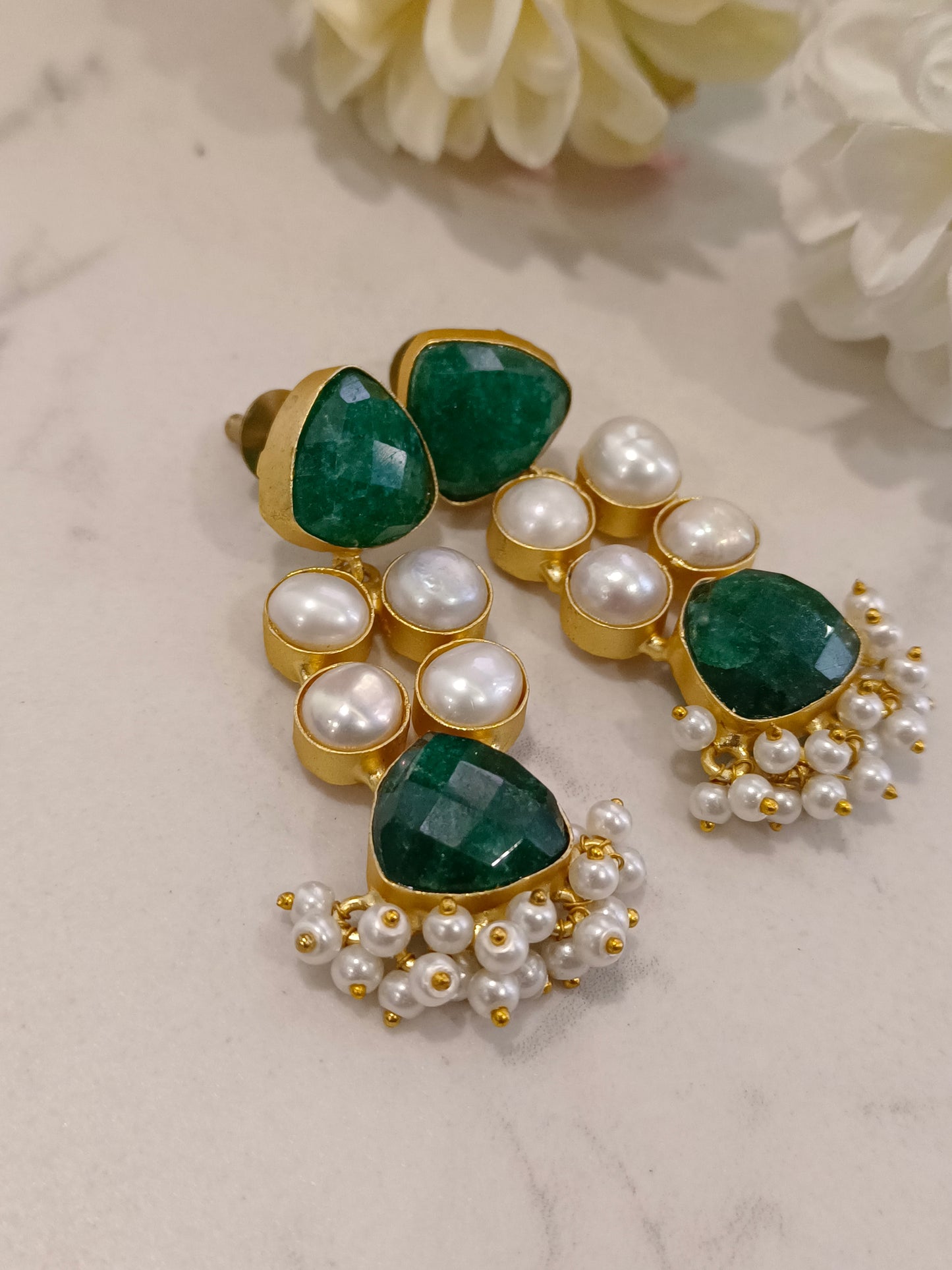 GREEN ARCHANA SEMI PRECIOUS EARRINGS