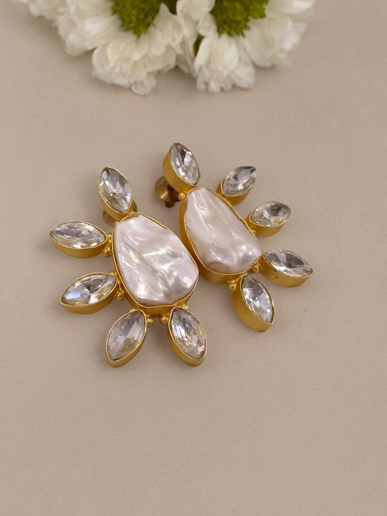 MOTHER OF PEARL DISHA SEMI PRECIOUS EARRINGS