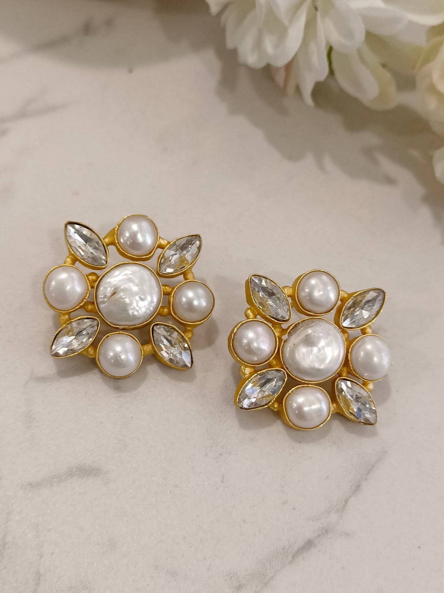 MOTHER OF PEARL MAHIKA SEMI PRECIOUS EARRINGS