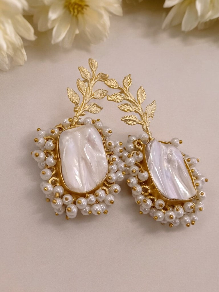 MOTHER OF PEARL NAKSHATRA SEMI PRECIOUS EARRINGS