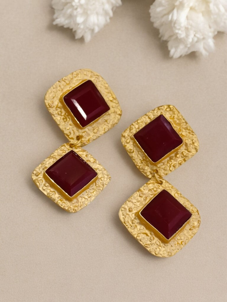 MAROON SAIRA SEMI PRECIOUS EARRINGS