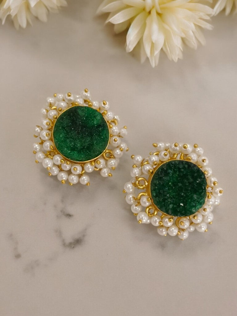 GREEN KANTI SEMI PRECIOUS EARRINGS