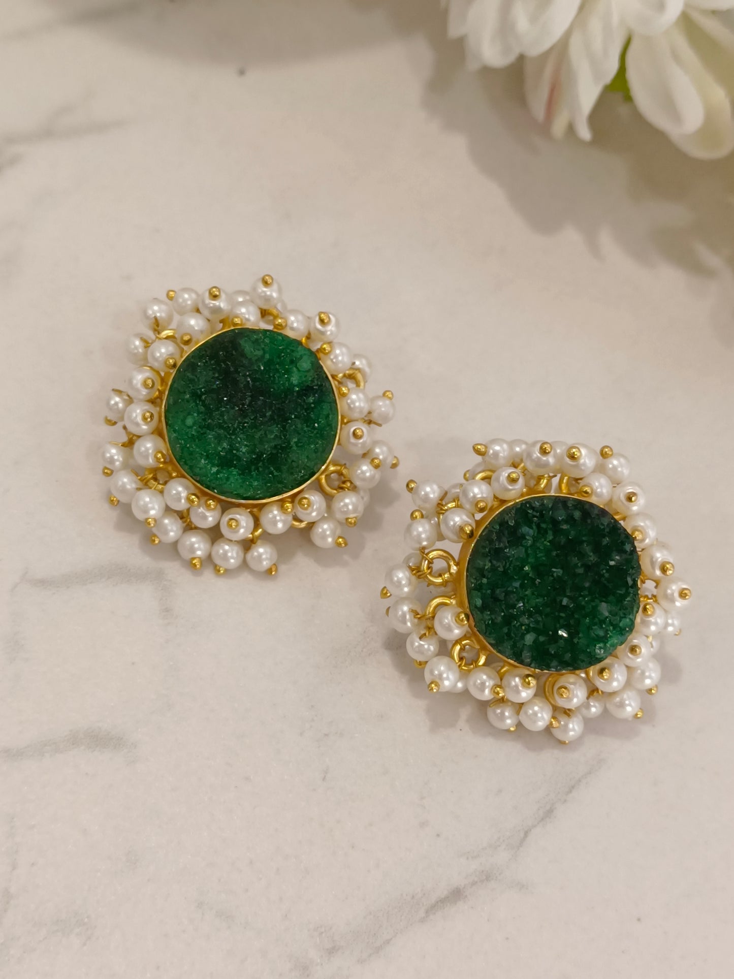 GREEN KANTI SEMI PRECIOUS EARRINGS