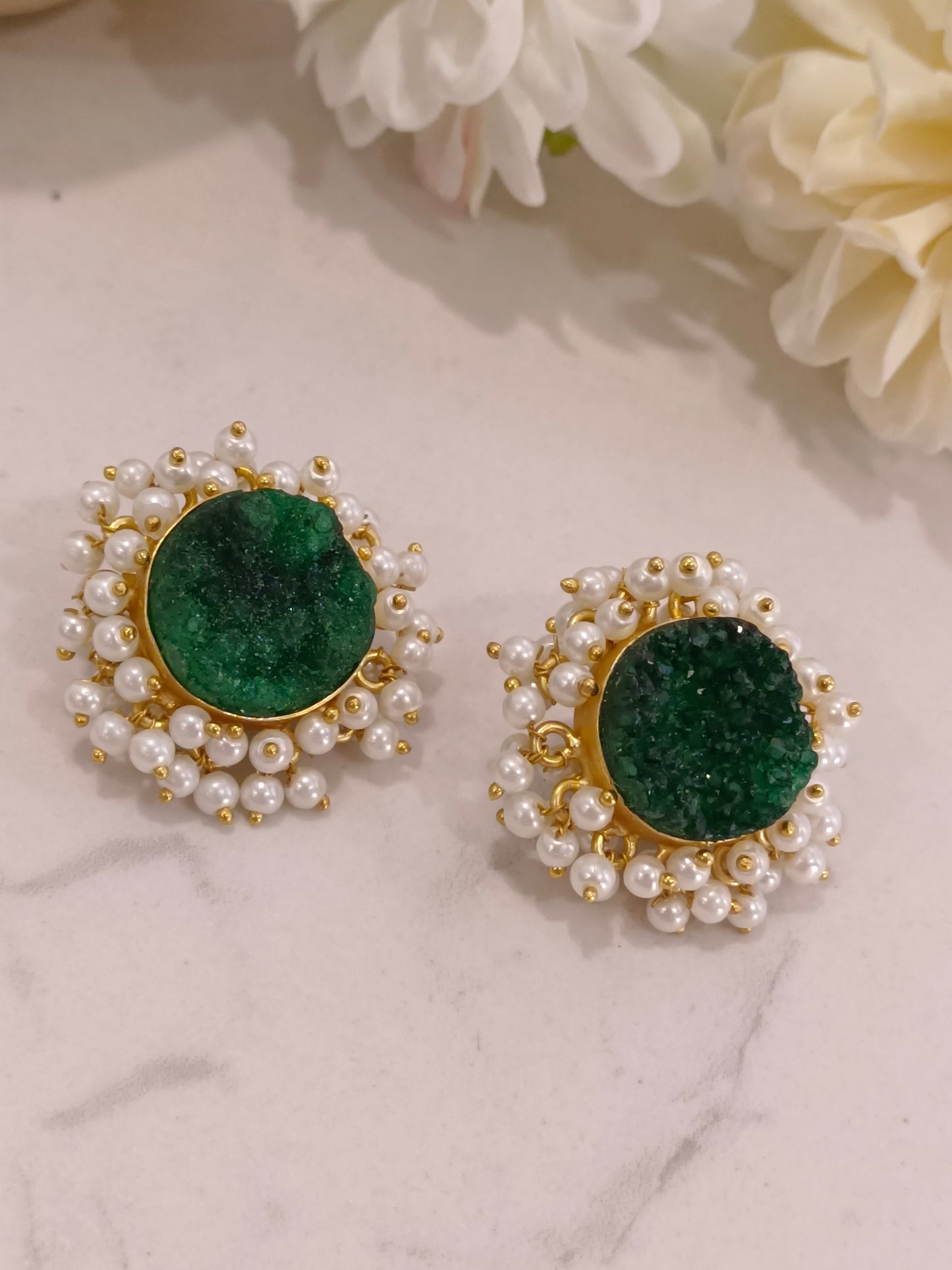 GREEN KANTI SEMI PRECIOUS EARRINGS