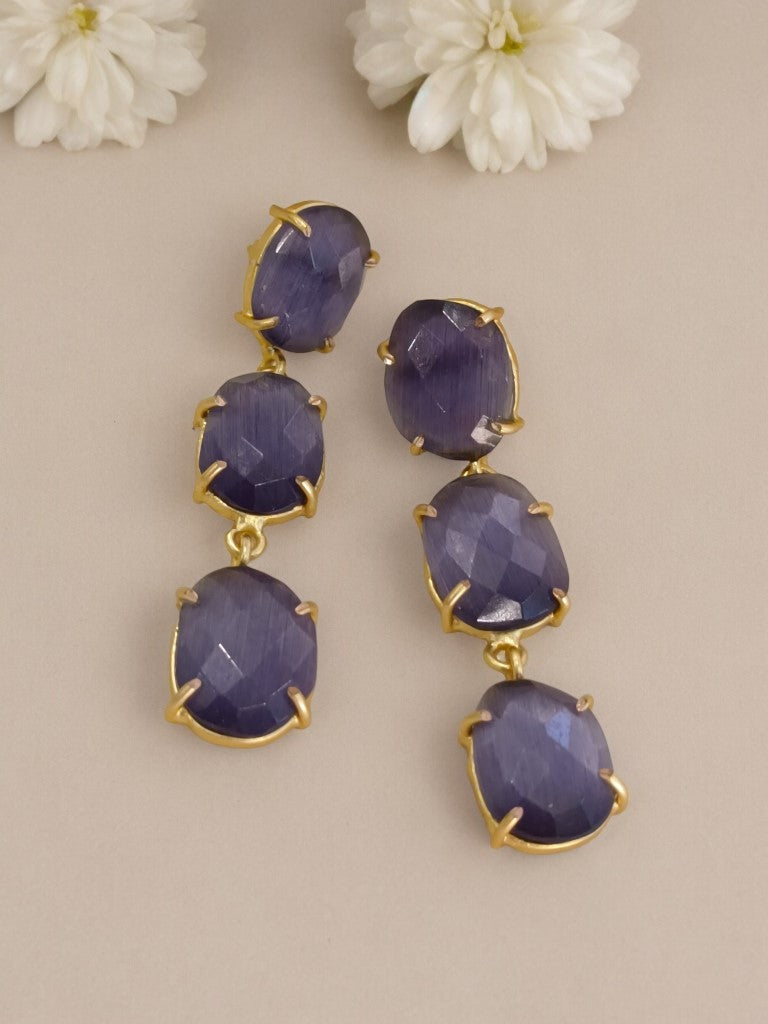 PURPLE KARISHMA SEMI PRECIOUS EARRINGS