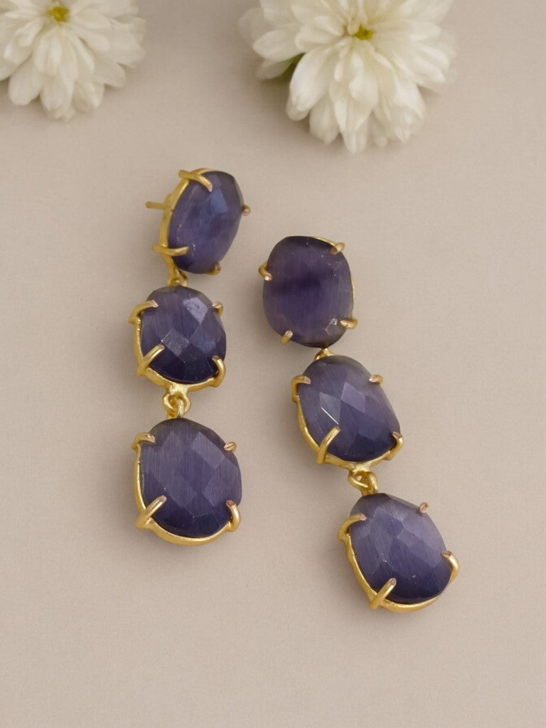 PURPLE KARISHMA SEMI PRECIOUS EARRINGS
