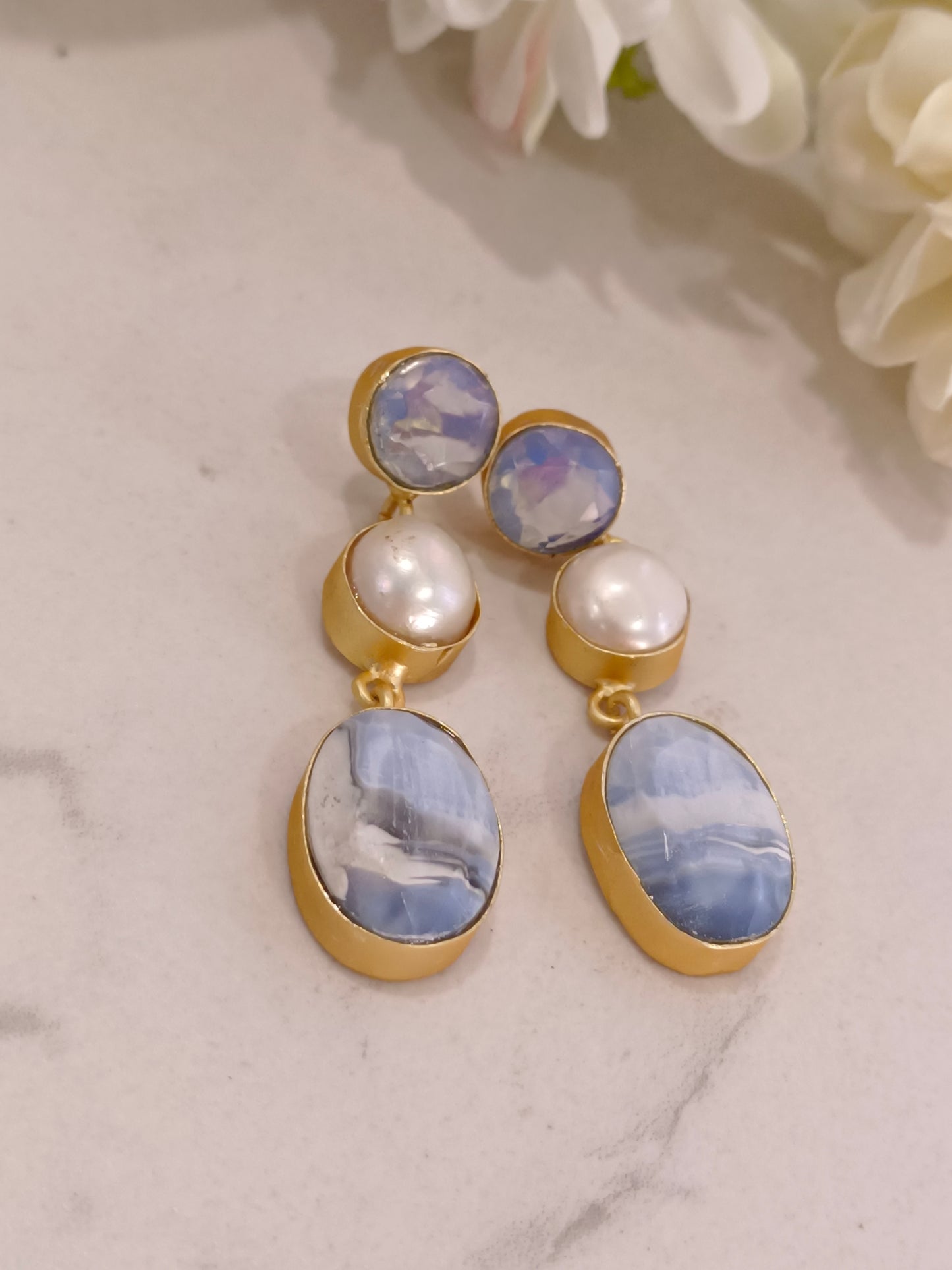 BLUE DIVA SEMI PRECIOUS EARRINGS