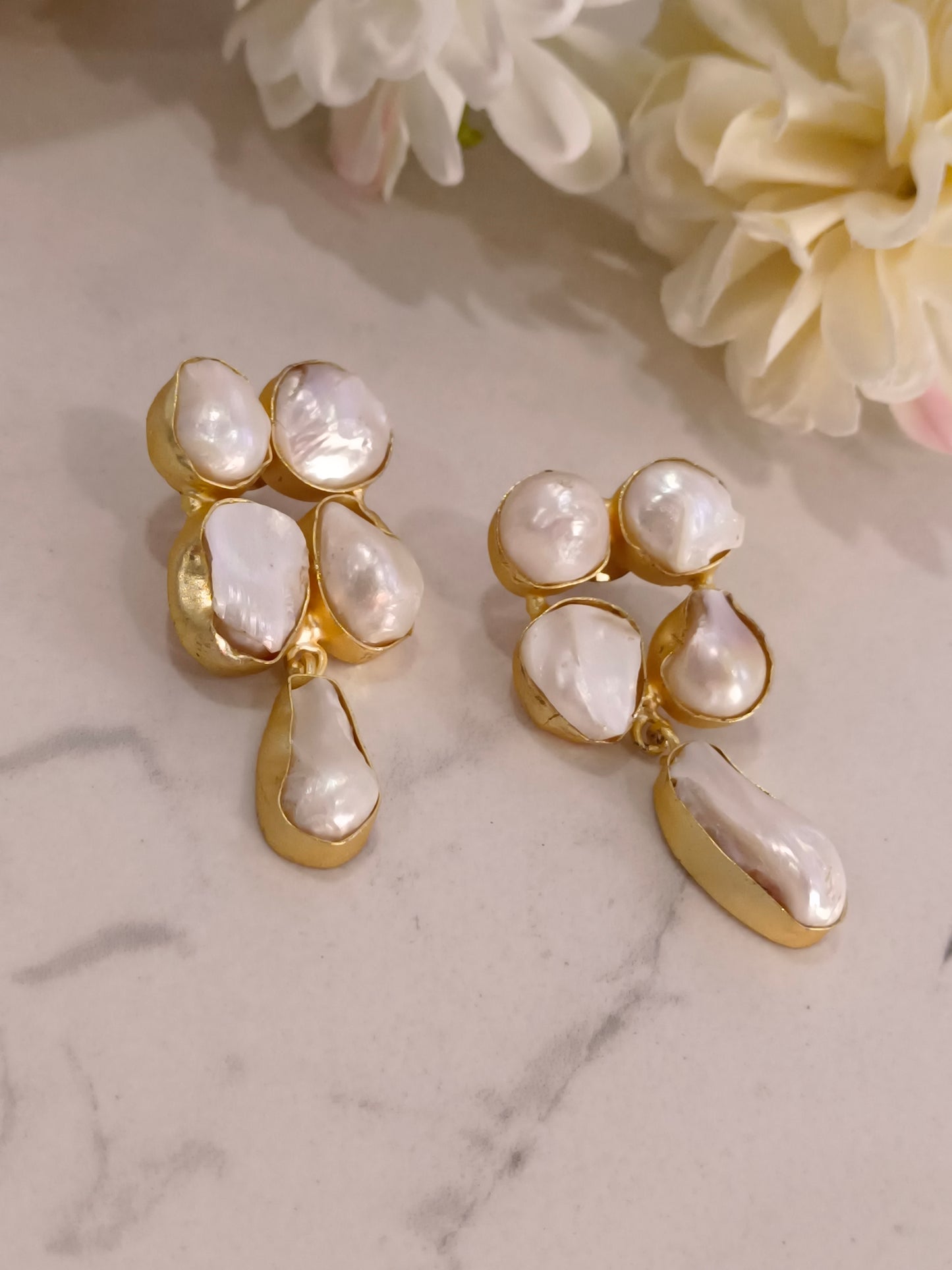 MOTHER OF PEARL PRIYA SEMI PRECIOUS EARRINGS
