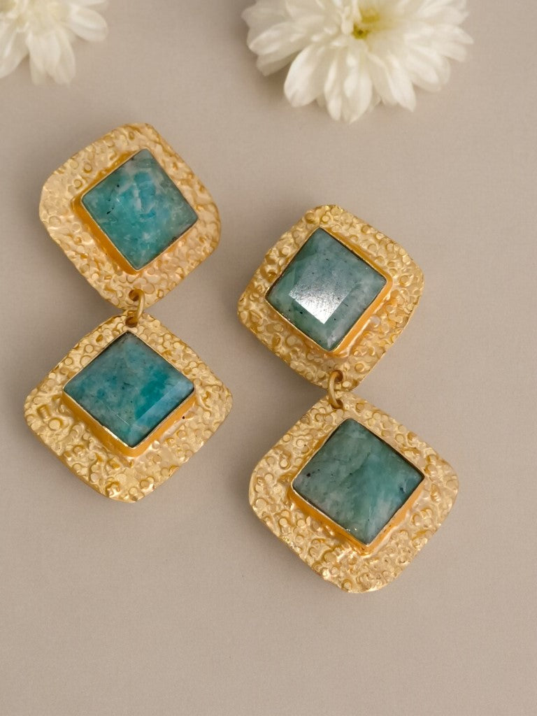 BLUE AQUA SAIRA SEMI PRECIOUS EARRINGS