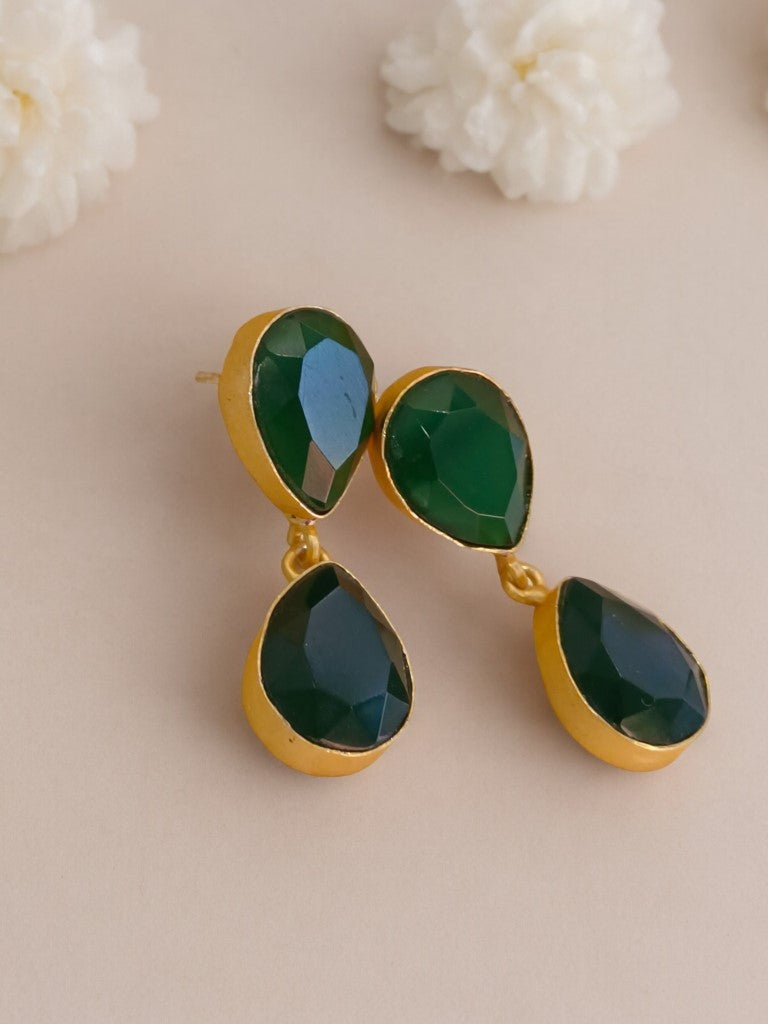 GREEN RESHMI SEMI PRECIOUS EARRINGS