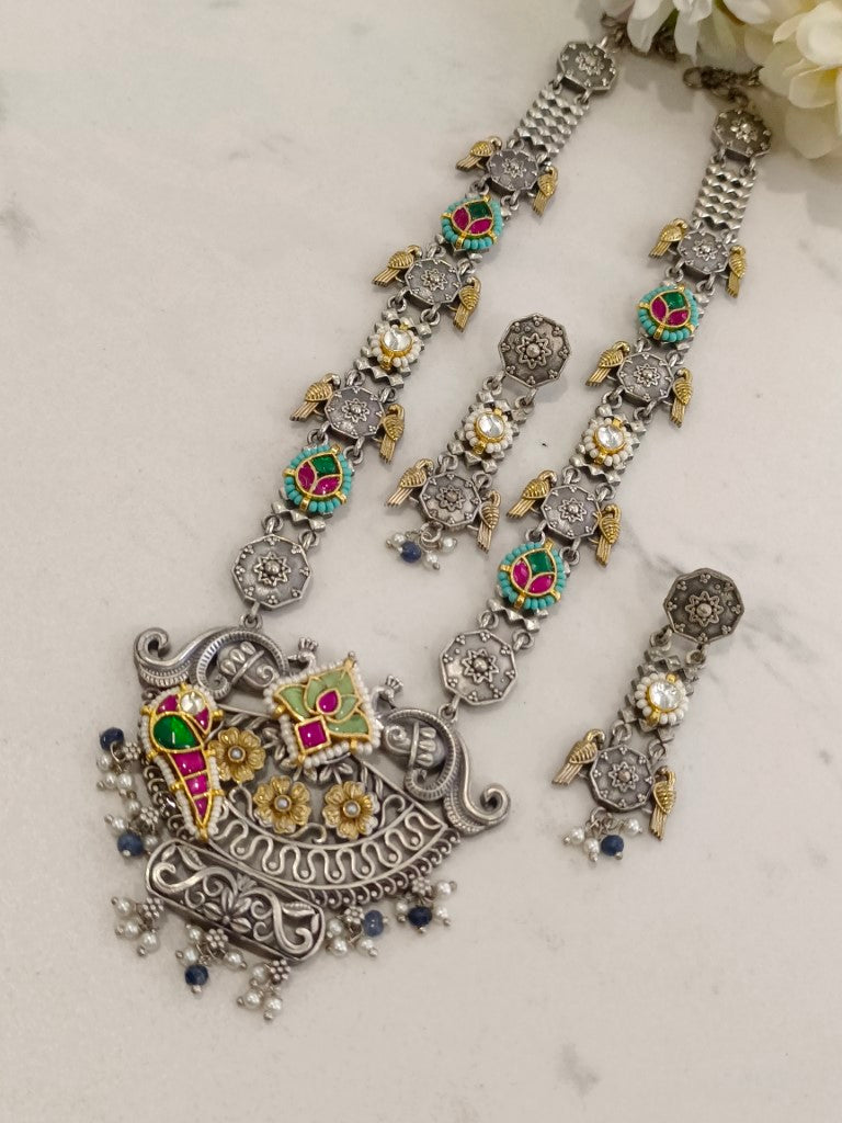 GREEN YUKA GERMAN SILVER JEWELLERY SET