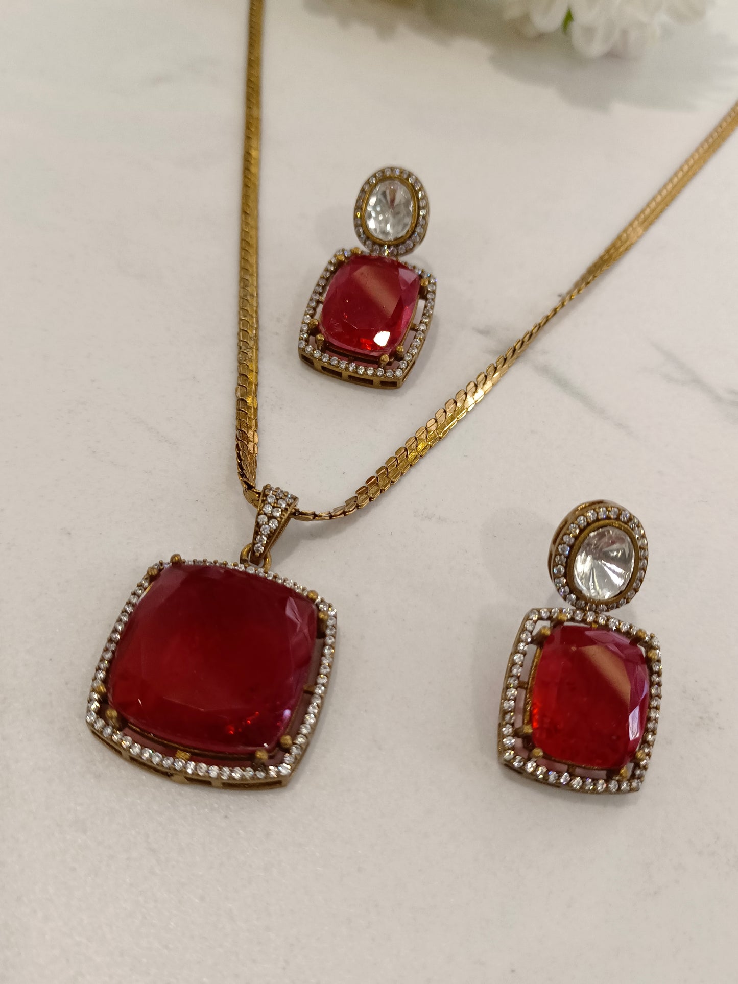 RED DOUBLET RADHA JEWELLERY SET