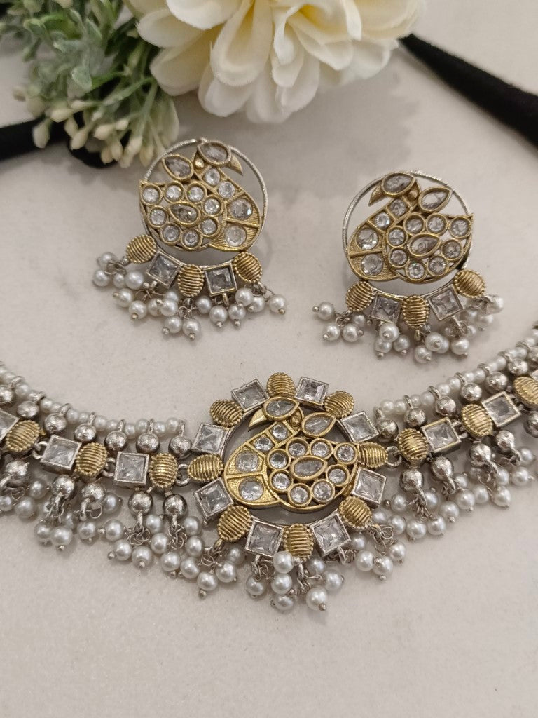 GOLDEN VERA GERMAN SILVER JEWELLERY SET