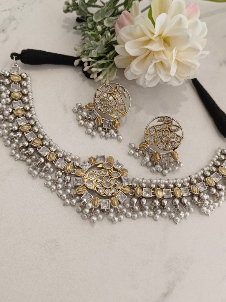 GOLDEN VERA GERMAN SILVER JEWELLERY SET