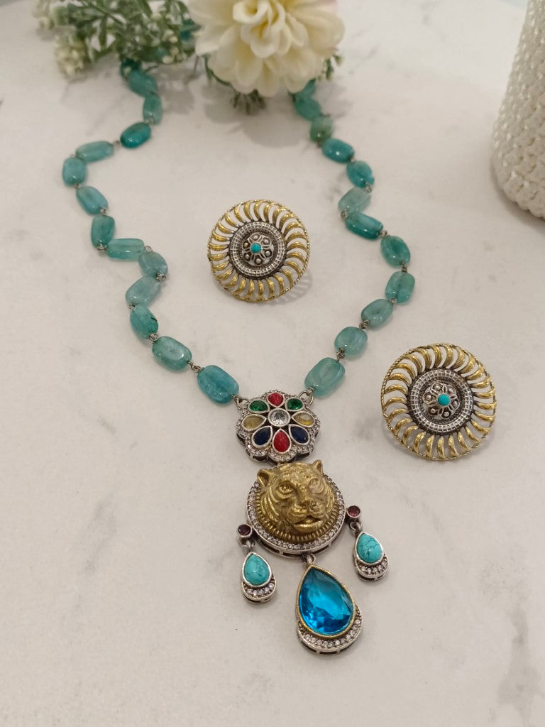LION ADELAIED GERMAN SILVER JEWELLERY SET
