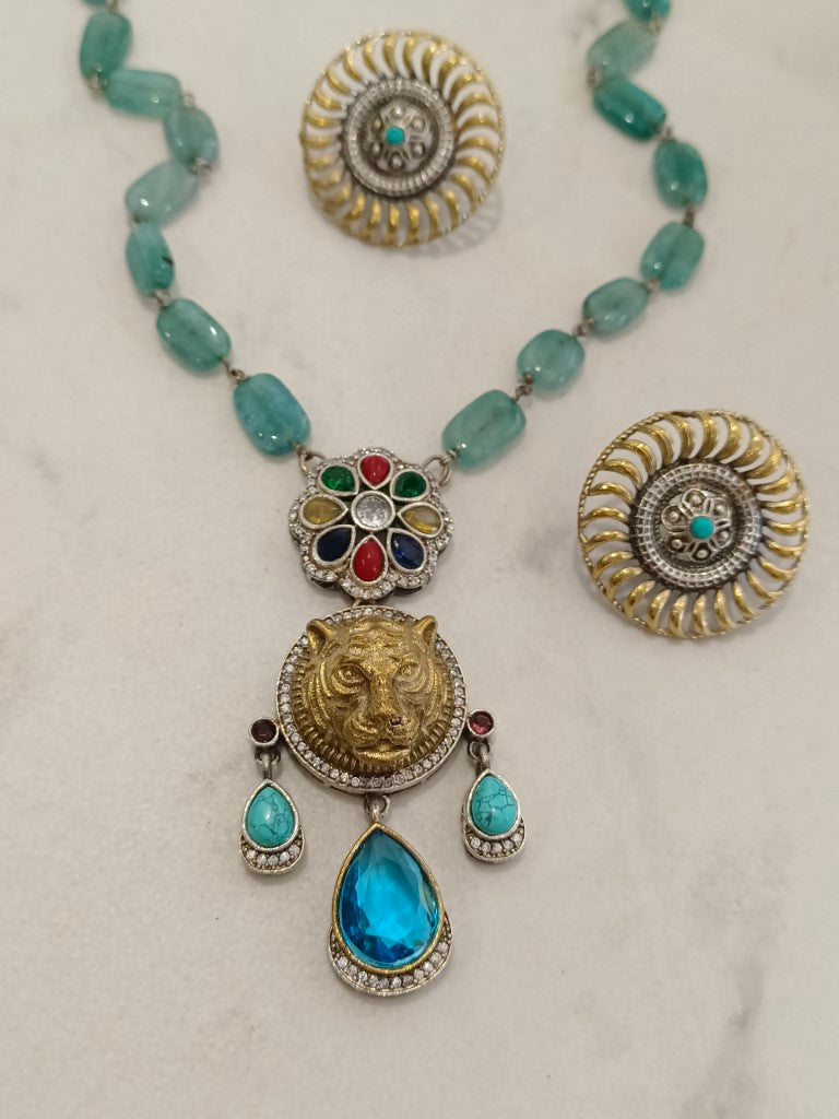 LION ADELAIED GERMAN SILVER JEWELLERY SET