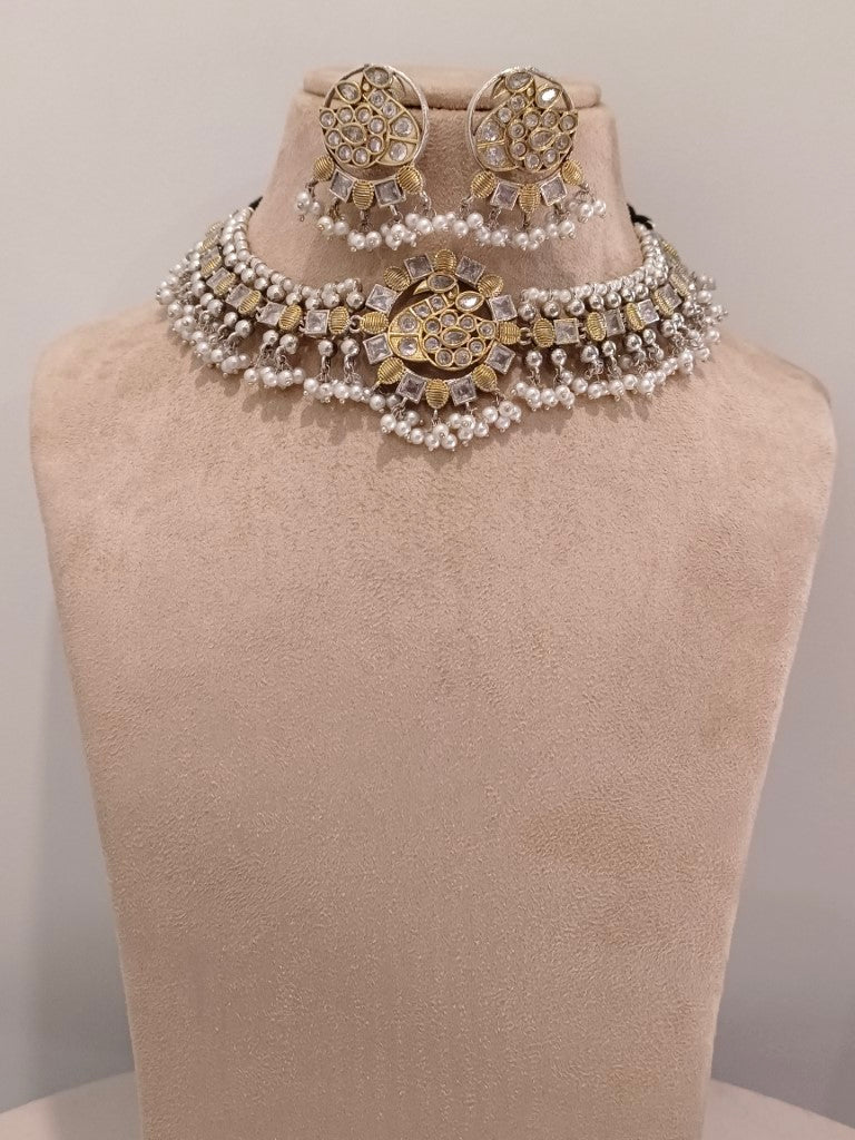 GOLDEN VERA GERMAN SILVER JEWELLERY SET