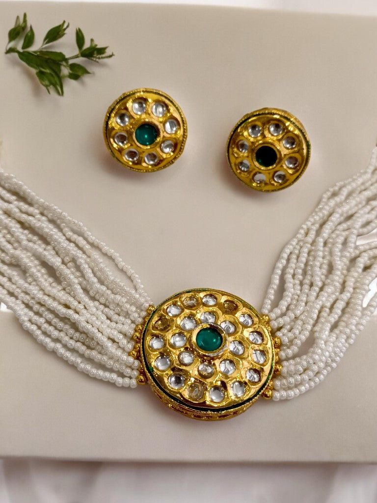 GREEN ROUND SHIVANI JEWELLERY SET