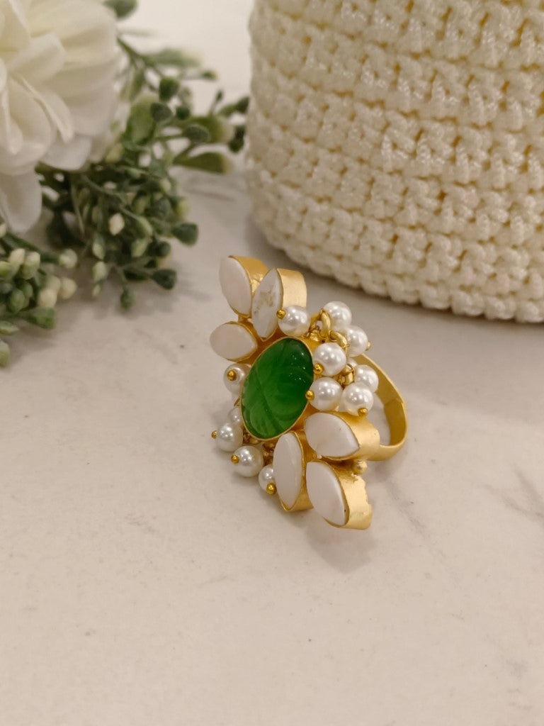 GREEN MAGNOLIA SEMI PRECIOUS RING