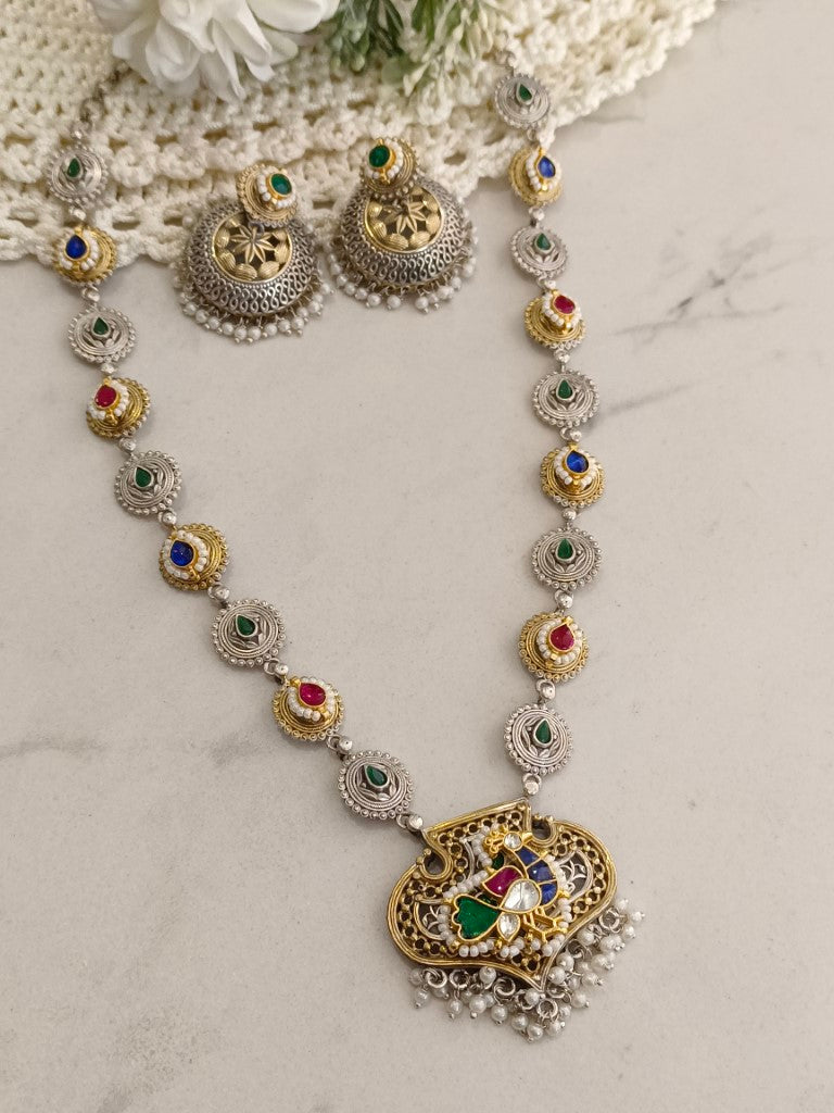 GREEN SKYLER GERMAN SILVER JEWELLERY SET