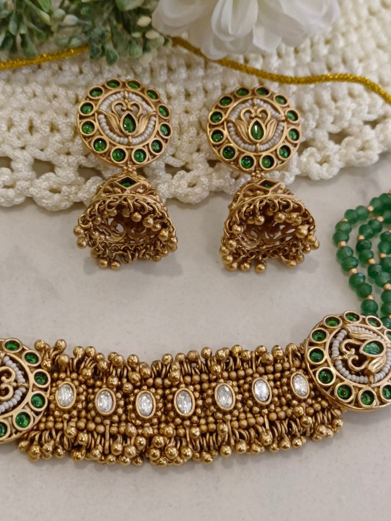 GREEN SHINIKA JEWELLERY SET