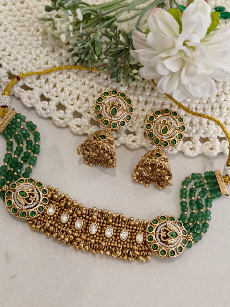 GREEN SHINIKA JEWELLERY SET