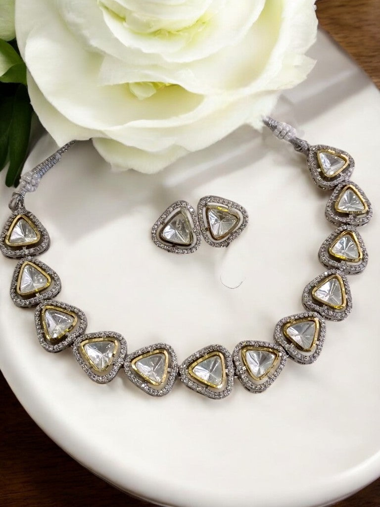 DUAL TONE RISHITA ZIRCONIA JEWELLERY SET