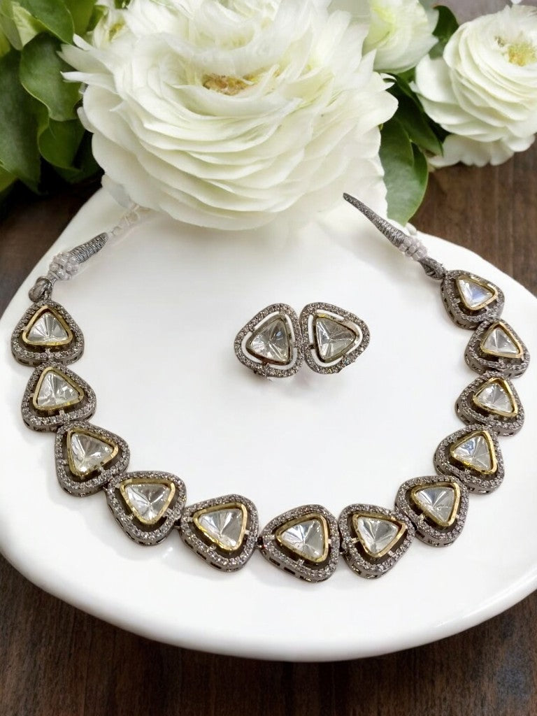 DUAL TONE RISHITA ZIRCONIA JEWELLERY SET