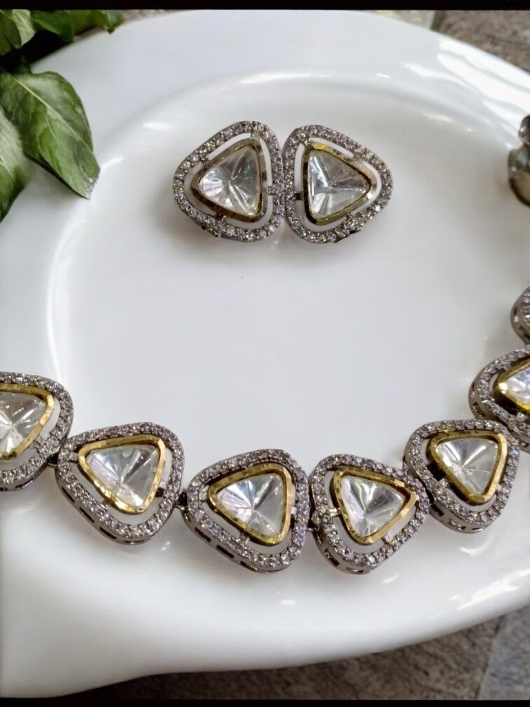 DUAL TONE RISHITA ZIRCONIA JEWELLERY SET