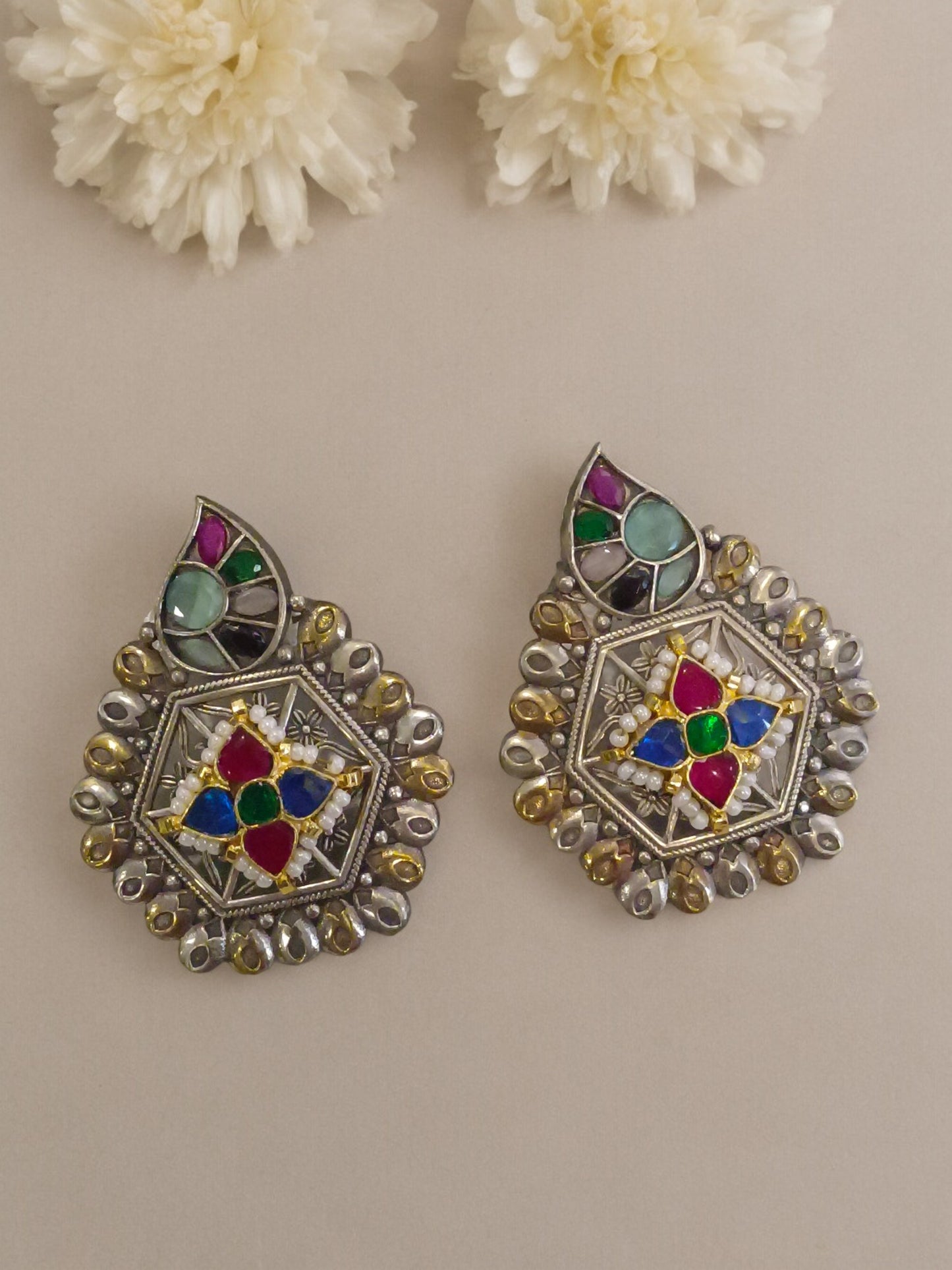 MULTI ANANYA GERMAN SILVER EARRINGS