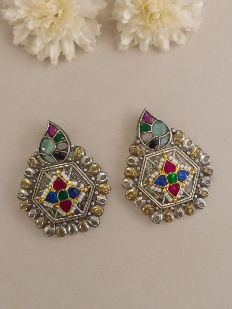 MULTI ANANYA GERMAN SILVER EARRINGS