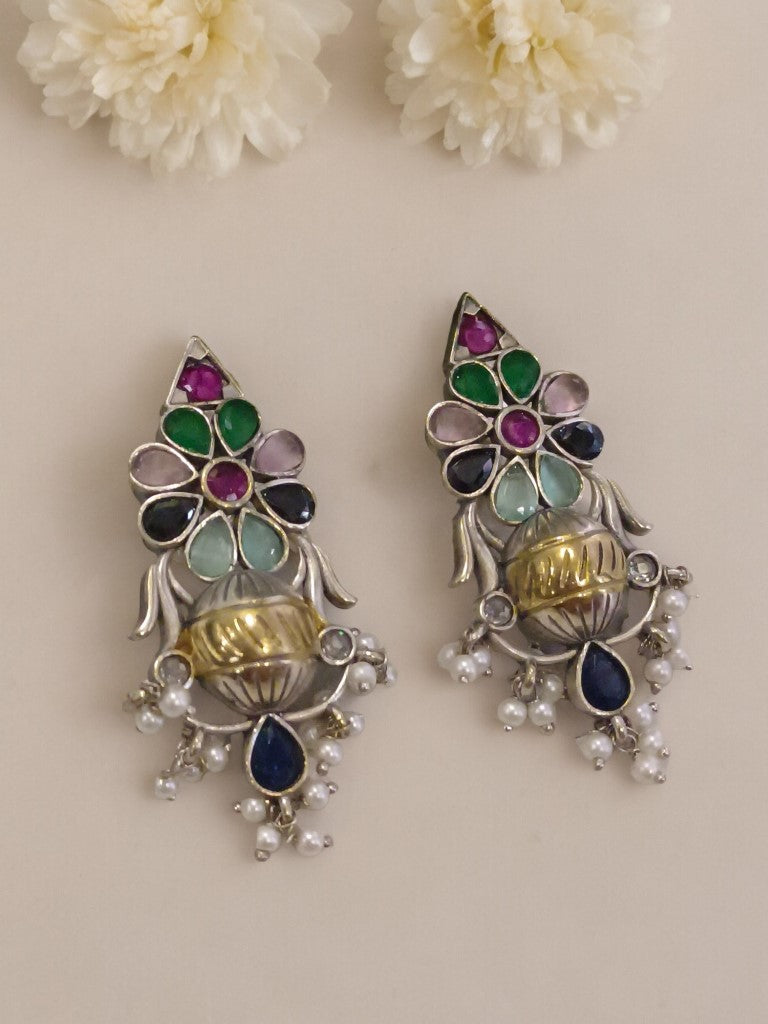 MULTI AMIYA GERMAN SILVER EARRINGS