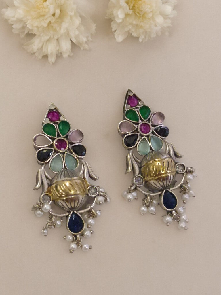 MULTI AMIYA GERMAN SILVER EARRINGS
