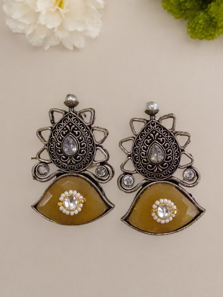 YELLOW EKAYA GERMAN SILVER EARRINGS