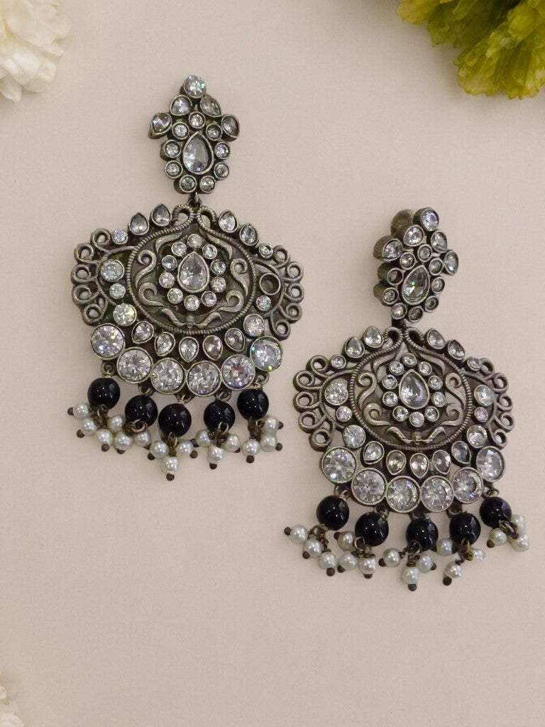 BLACK HARINI GERMAN SILVER EARRINGS