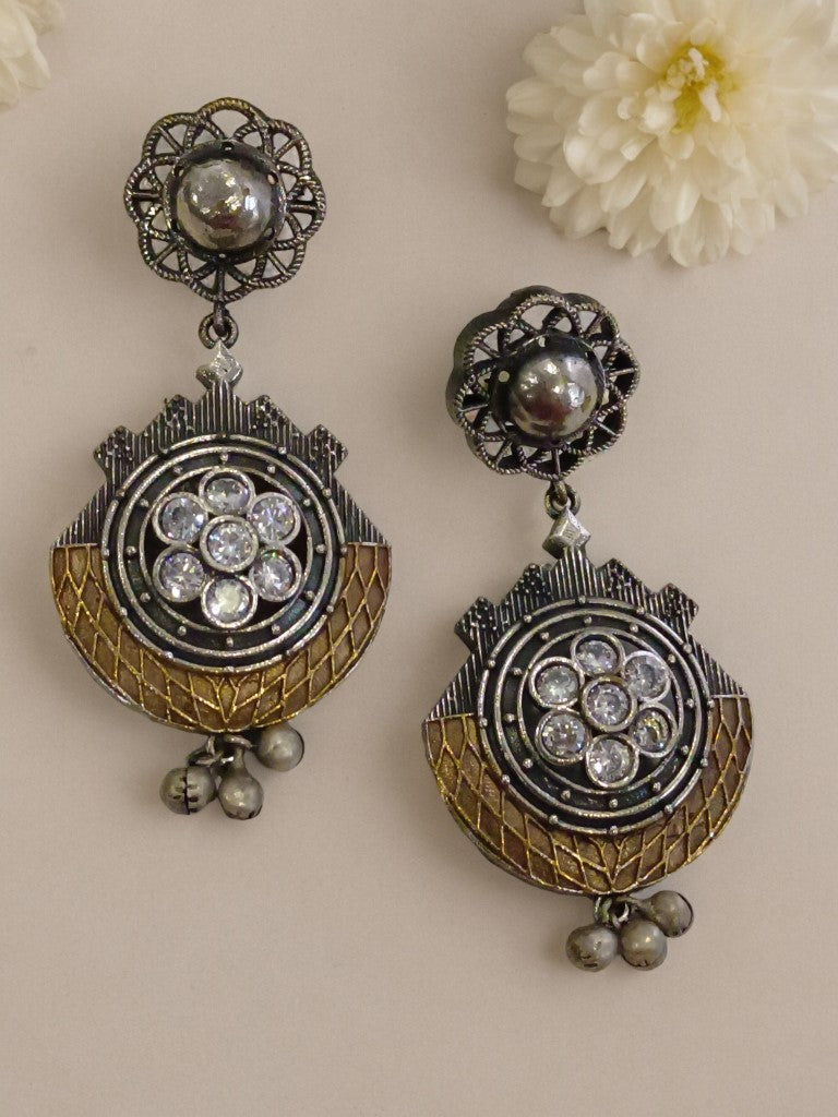 GOLDEN LAJITA GERMAN SILVER EARRINGS