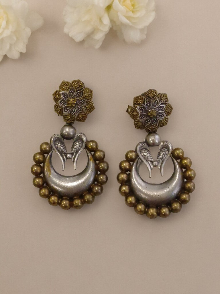 GOLDEN NIRJA GERMAN SILVER EARRINGS