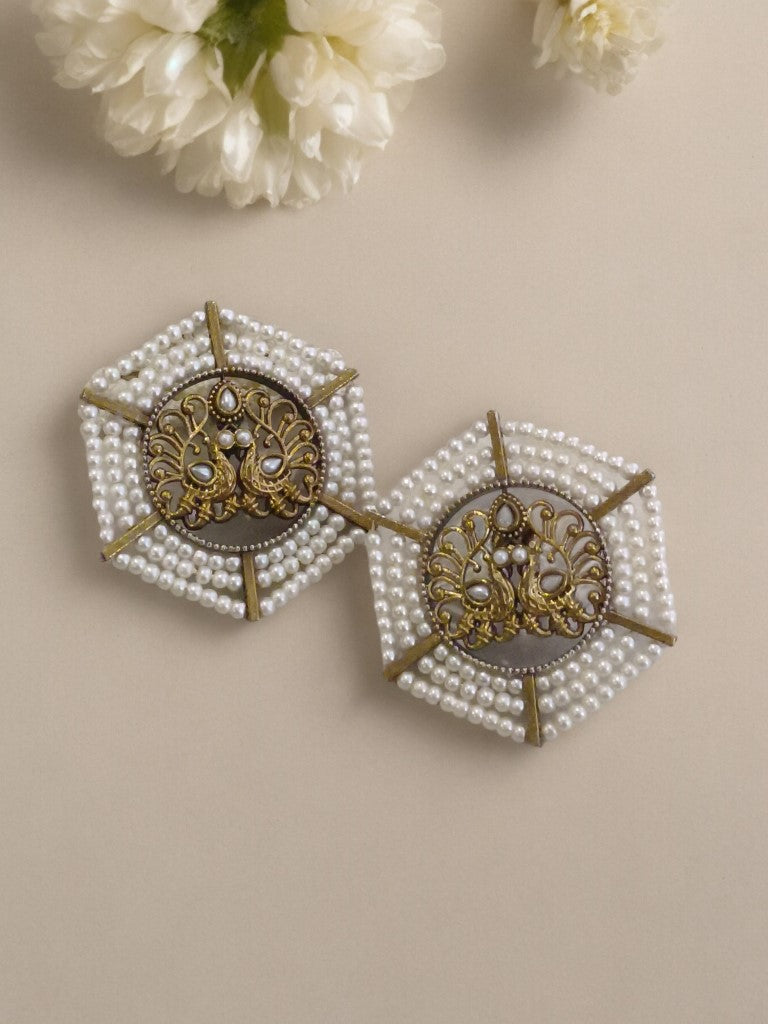 WHITE MOHITA GERMAN SILVER EARRINGS
