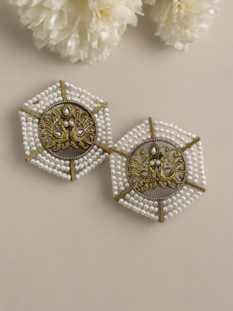 WHITE MOHITA GERMAN SILVER EARRINGS