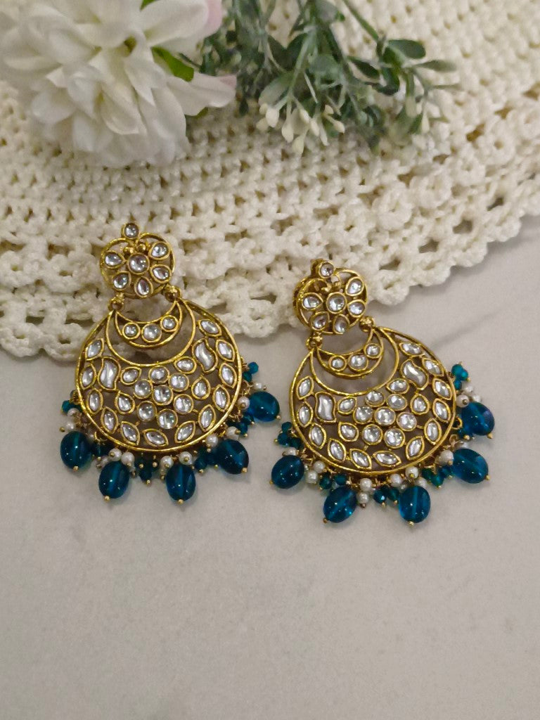 BLUE LAVISHA KUNDAN EARRINGS