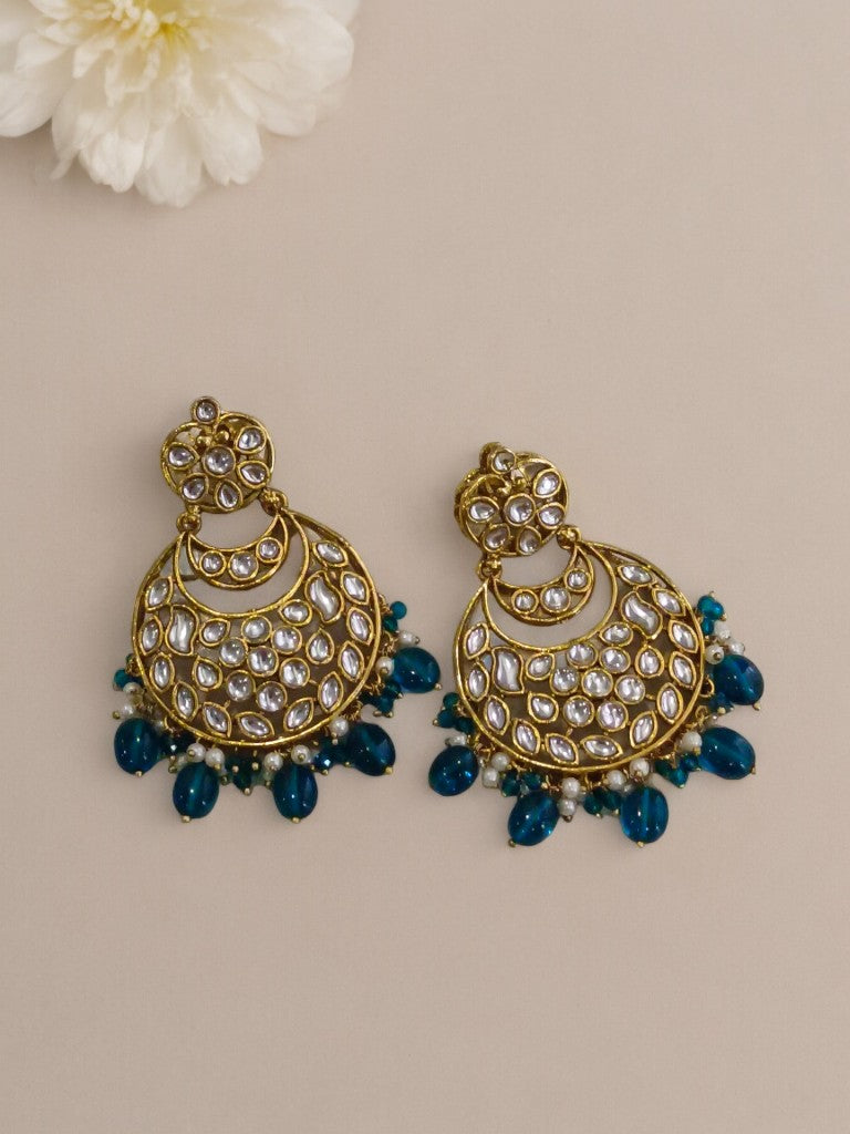 BLUE LAVISHA KUNDAN EARRINGS