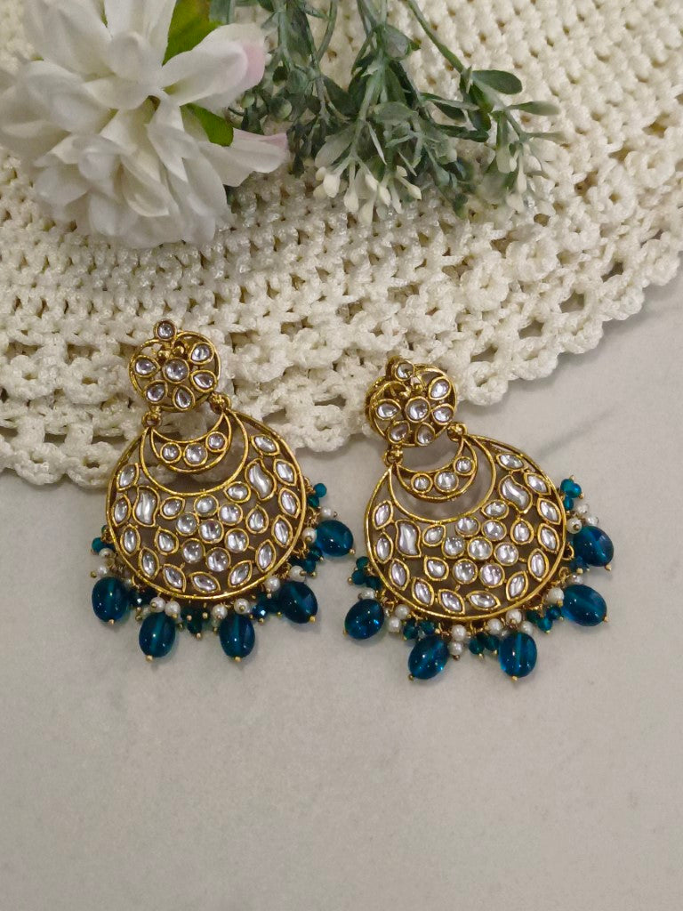BLUE LAVISHA KUNDAN EARRINGS