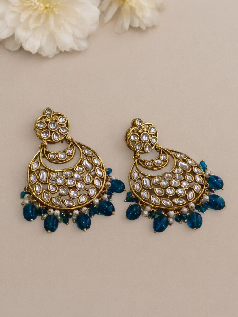 BLUE LAVISHA KUNDAN EARRINGS