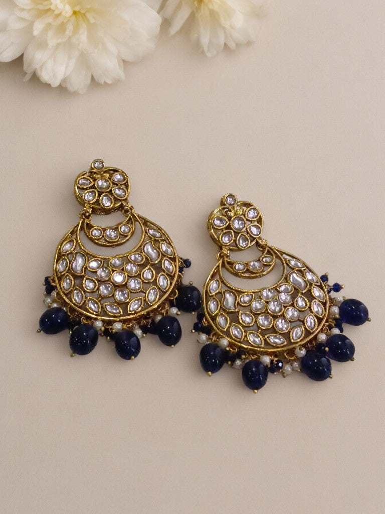 DARK BLUE LAVISHA KUNDAN EARRINGS
