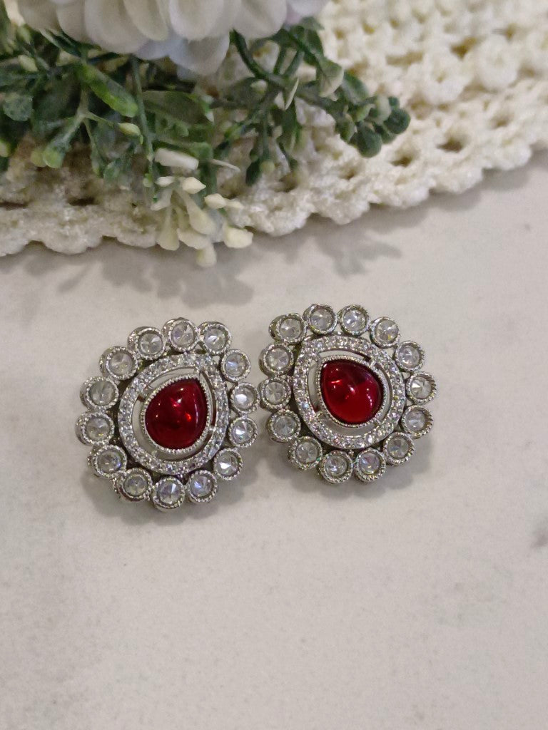 RED GUL KUNDAN EARRINGS
